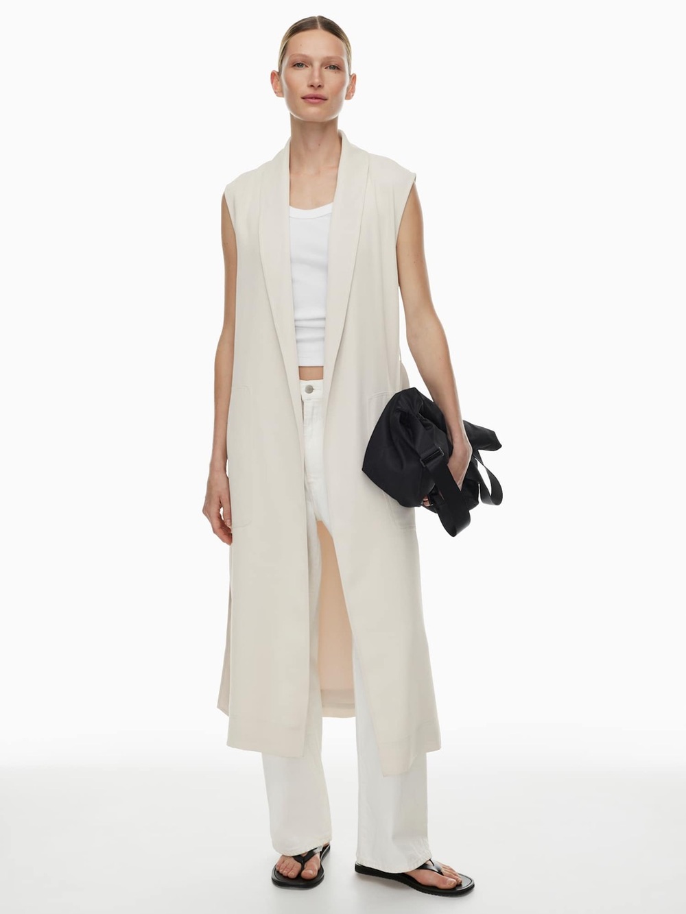 Aritzia Babaton Kahlo Sleeveless Robe Studio Drape in Light birch Size S